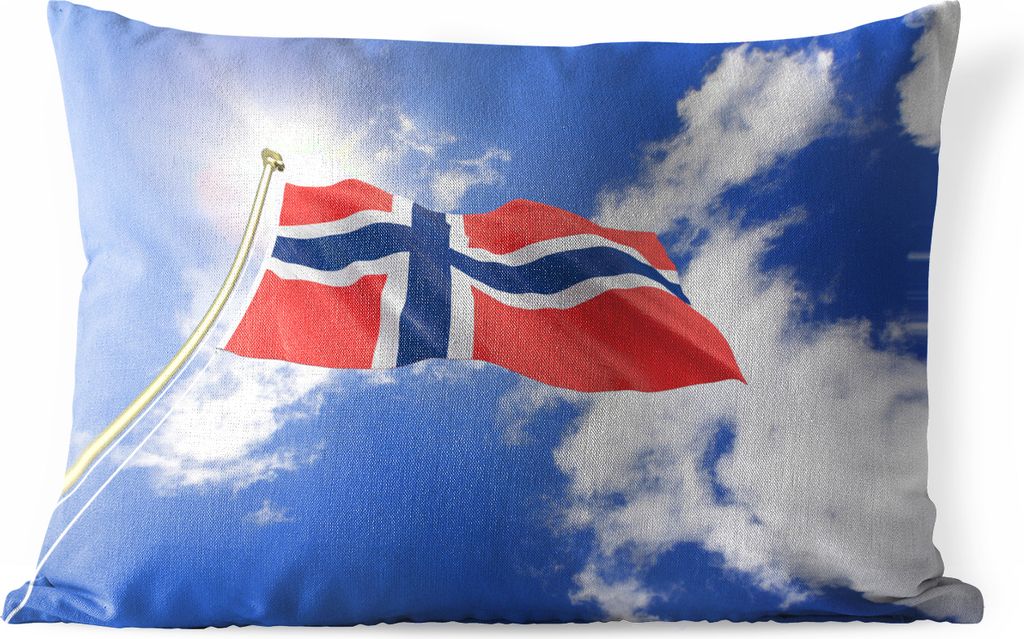 MuchoWow Outdoor Kissen - Flagge von Norwegen mit blauem Himmel - 60x40 cm - Wetterfest - Lounge Kissen - Zierkissen - Kissen für Innenräume