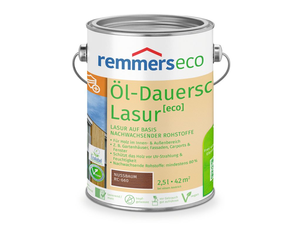Remmers Öl-Dauerschutz-Lasur [eco] nussbaum (RC-660) 2,5 l, Produktbild 