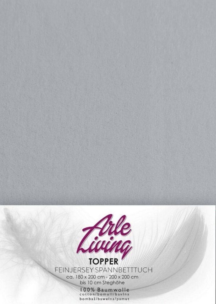 Topper Spannbettlaken silber grau 180x200 - 200x200 cm 170g/m² bis 10 cm Steg Boxspring Bett