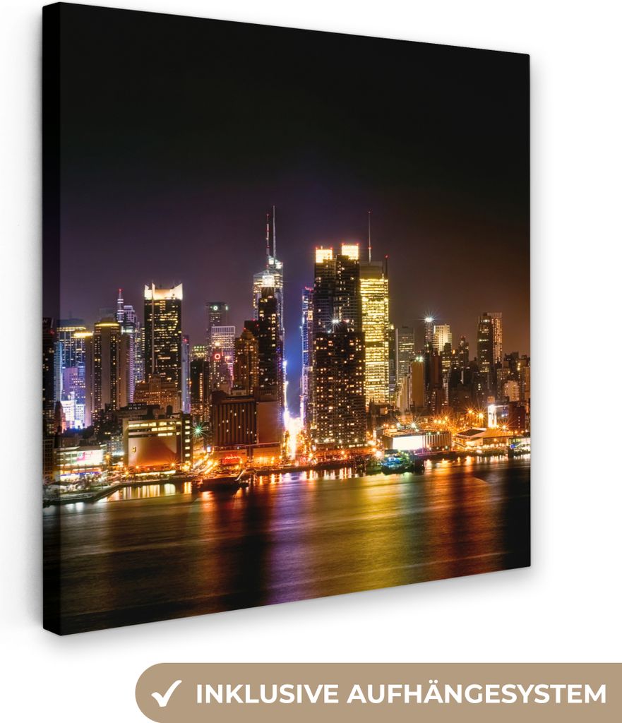MuchoWow - Leinwandbilder - New York - Manhattan - Skyline, Wandbild, Wanddeko Bilder Wohnzimmer, 50x50 cm