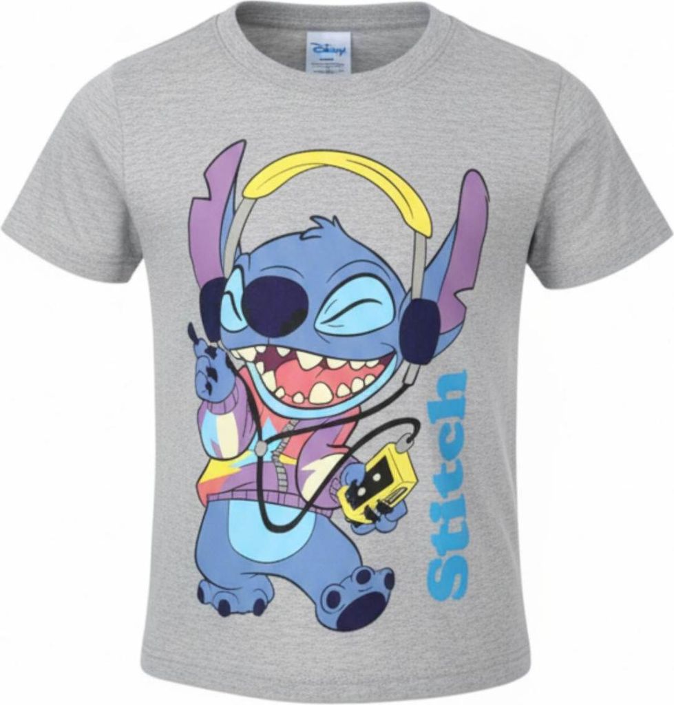 Disney Stitch Kinder T-Shirt Mädchen Jungen Gr. 92 - 128 Grau 104 (4 Jahre)