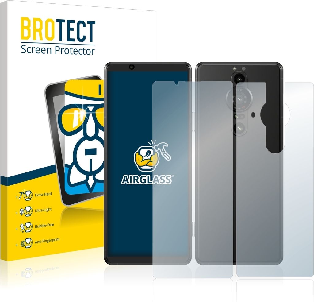 BROTECT Schutzglas für Sony Xperia Pro-I (Display+Rückseite) Schutzfolie Panzer Folie Glas Display Schutz klar