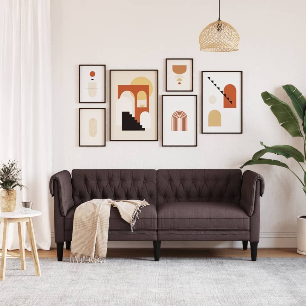 "Winterschlussverkauf " Chesterfield-Sofa 2-Sitzer Dunkelbraun Stoff - 182,5 x 74,5 x 74,5 cm - DEMöbel3329689