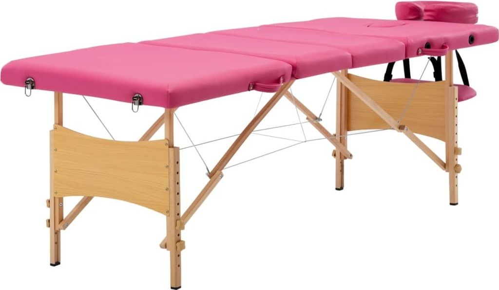Maison Exclusive - Massageliege Klappbar 4-Zonen mit Holzgestell Rosa