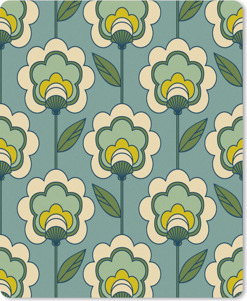MuchoWow Mauspad Mousepad Retro - Design - 1970er Jahre - Blume 19x23 cm - Mousepads - Maus Mat - Pad - Mausunterlage - Mauspads - Spielen