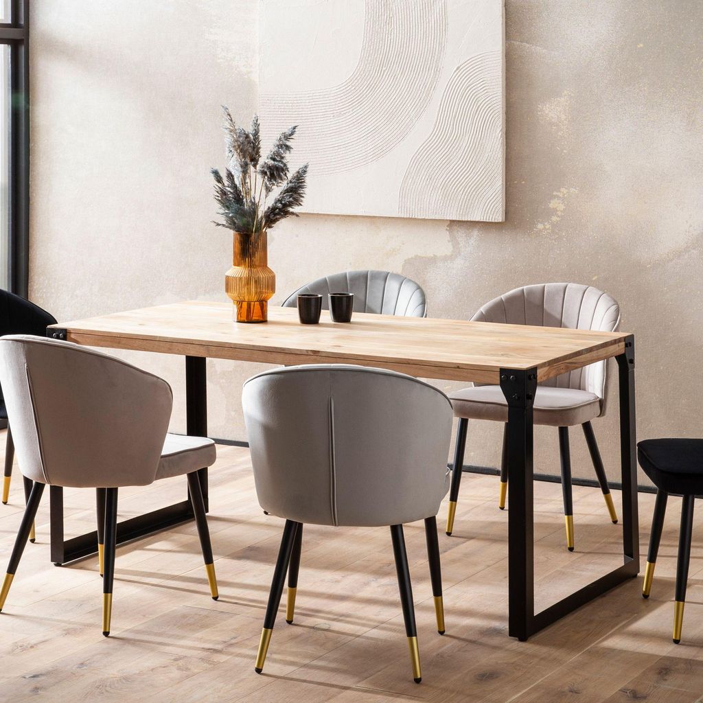 Jídelní stůl 120x60x76 cm akátové masivní dřevo kovový Obrázek produktu 