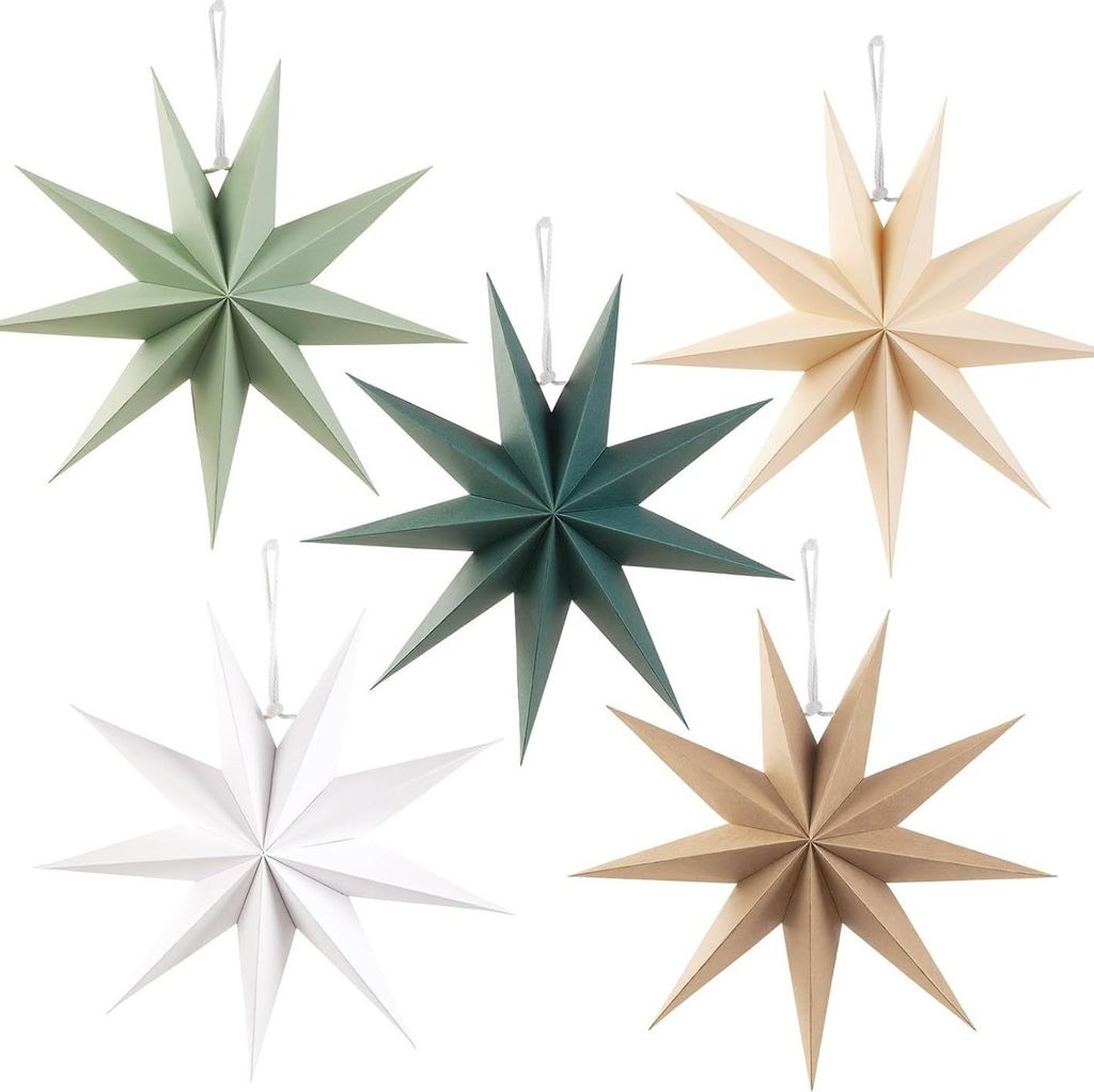 5er Set Papiersterne 30cm Faltstern Weihnachten Dekoration Produktbild 