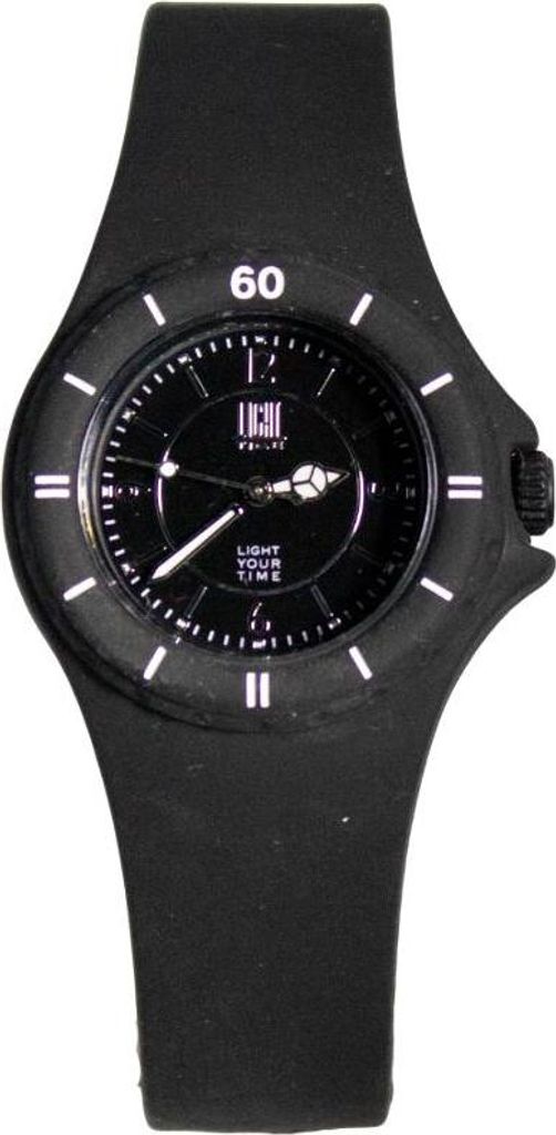 Light Time Armbanduhr Quarz Damen Herren Kunststoff Schwarz L121Black