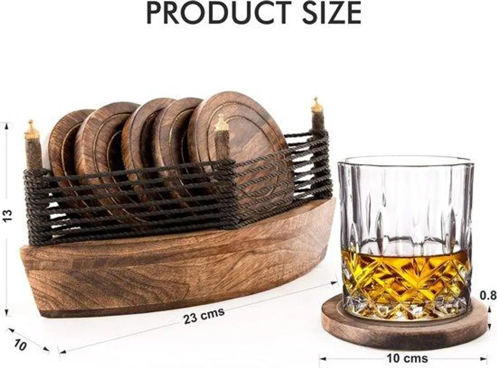Lot de 6 sous-verres en bois artisanaux faits main écologiques et durables