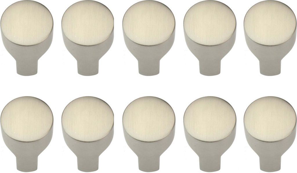 Natural Goods Berlin Möbelgriff KNOPF, Möbelknopf, Schrankgriff, Knauf für Schublade und Tür, Edelstahl-Optik, 10 Stück