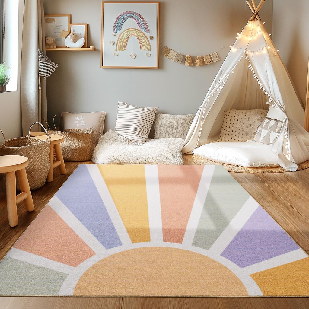 Homebyhome D?tský Koberec s Duha Designem Koberec pro Kluky Obrázek produktu 