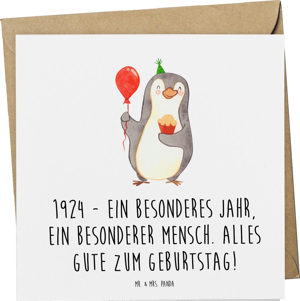 Mr. & Mrs. Panda Klappkarte 1924 Geburtstag - Weiß - Geschenk, doppelkarte, Grußkarte, Glückwunschkarte, liebevolle Geschenke, anlasskarte, Gebu...