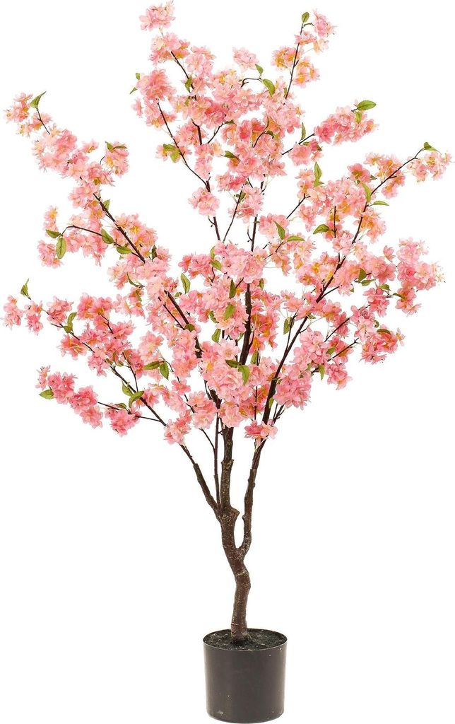 Kunstpflanze Prunus Kirschblüte Rosa 135cm blühende Zimmerpflanze ohne Pflege