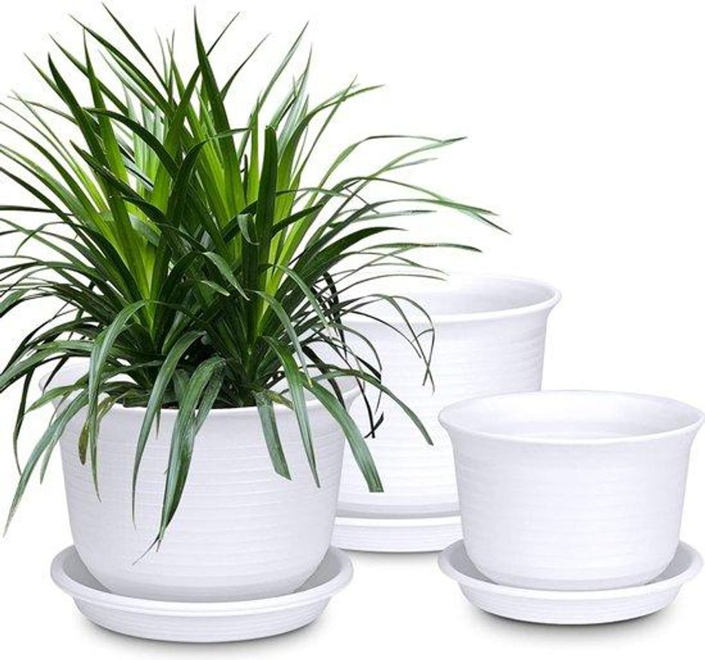 Kunststof Pflanztopf, Durchmesser 23,5/25/30 cm, runder Pflanztopf, groß mit Unterteller für Blumen, Pflanzen, für Innen- und Außenbereich, Pfl...