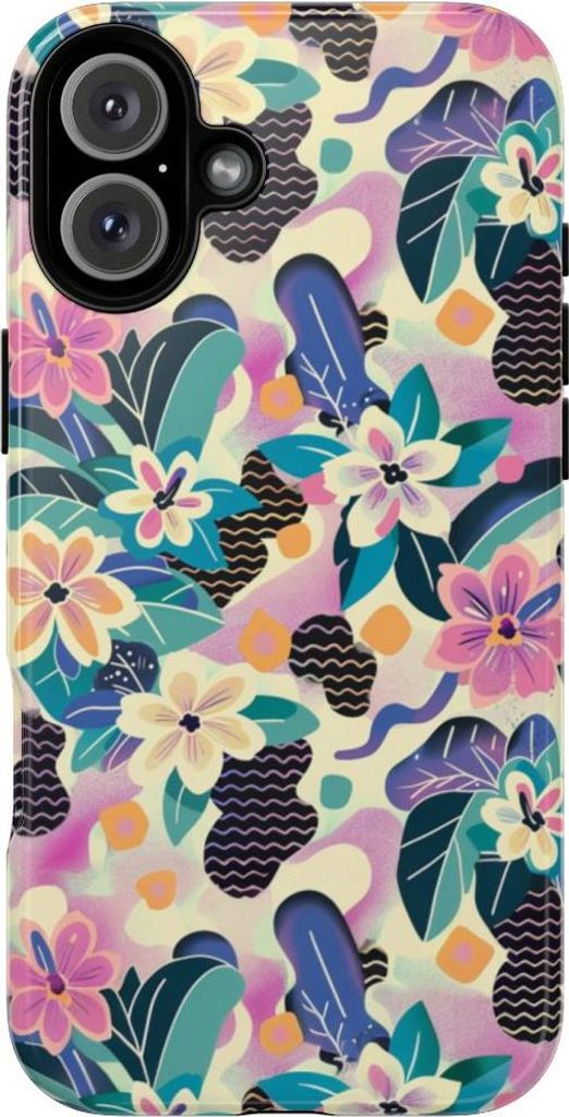 Buntes Blumenmuster mit abstraktem Design – Hülle Kompatibel mit iPhone 16 Plus