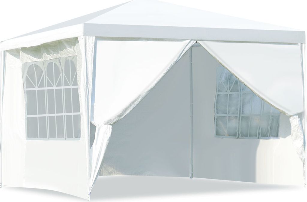 3 x 3 m Gartenpavillon mit wasserdichter PE-Plane, Faltpavillon mit 4 abnembaren Seitenwänden & Sichtfenster, Gartenzelt mit UV-Schutz