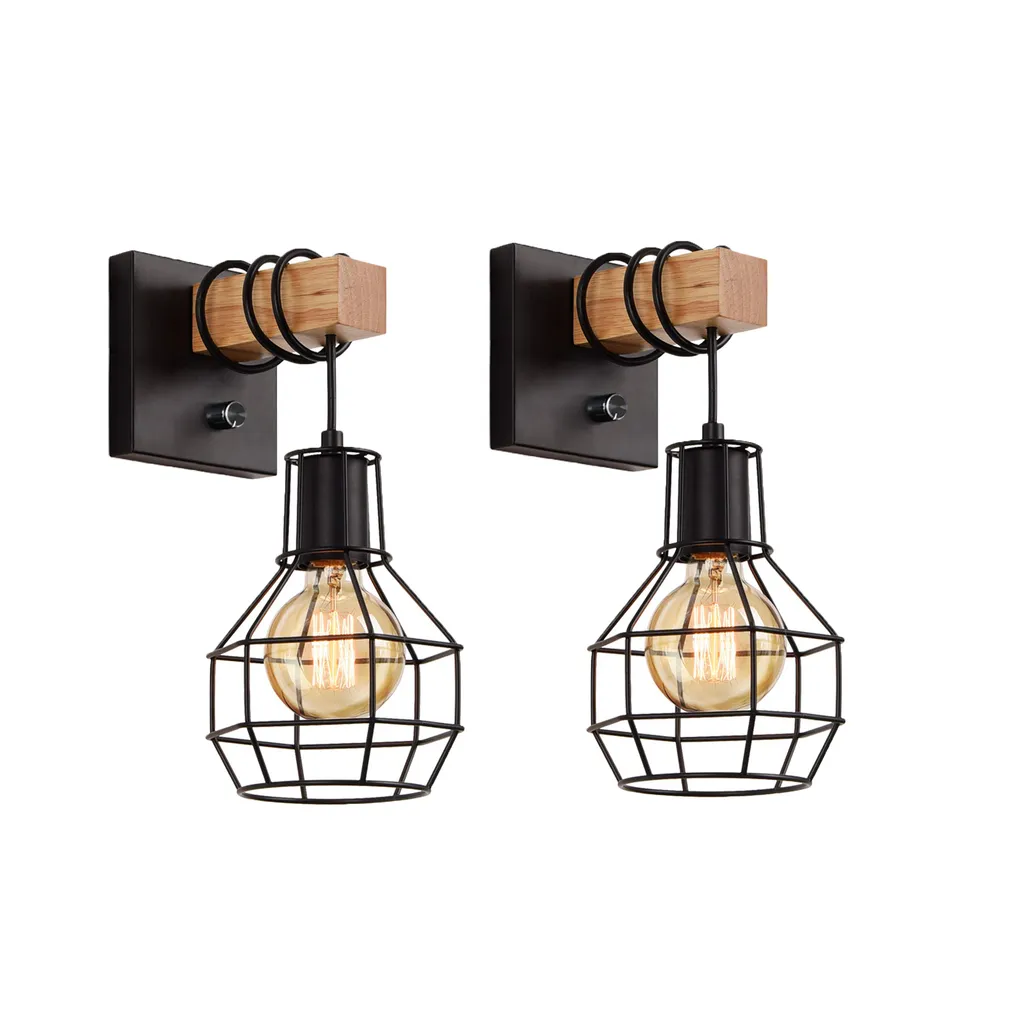 Luminaire de chevet mural noir avec variateur pour chambre lot de 2