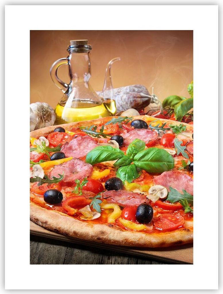 Poster - Poster ohne Rahmen - Pizza Käse Tomaten - 30x40 cm - Wand Bild - Wanddeko - Wandbilder - Kunstposter - Wandposter - Bilder - Kunstdruck -...