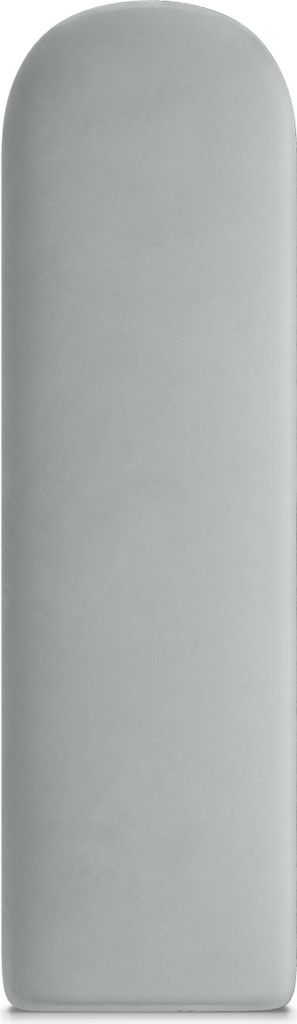 A single, light gray, oval-shaped upholstered panel with rounded top and bottom edges, presented vertically.