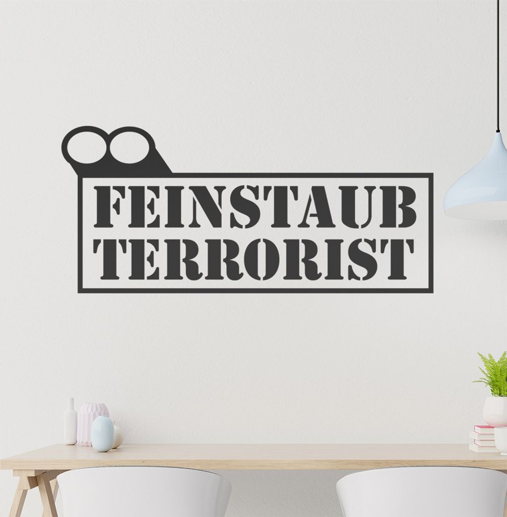 Feinstaub Terrorist Wandtattoo in 6 Größen - Wandaufkleber Wall Sticker - Dekoration, Küche, Wohnzimmer, Schlafzimmer, Badezimmer