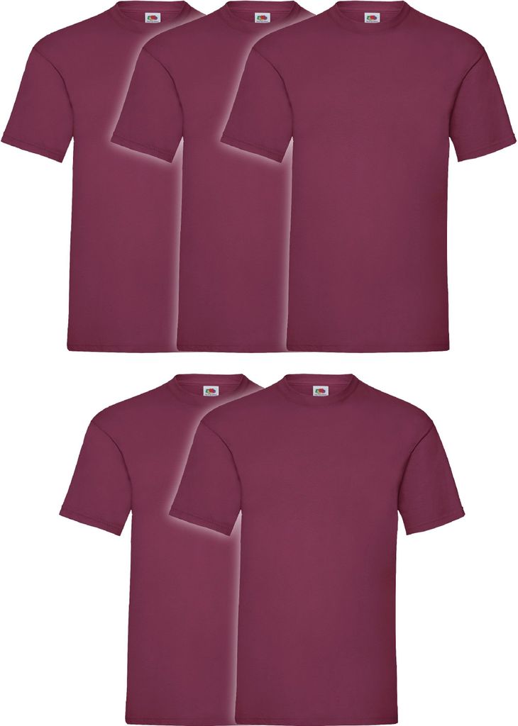 5er Pack Fruit of the Loom Valueweight T-Shirt + GRATIS MyShirt Stoffbeutel Farbe: burgund Größe: 2XL