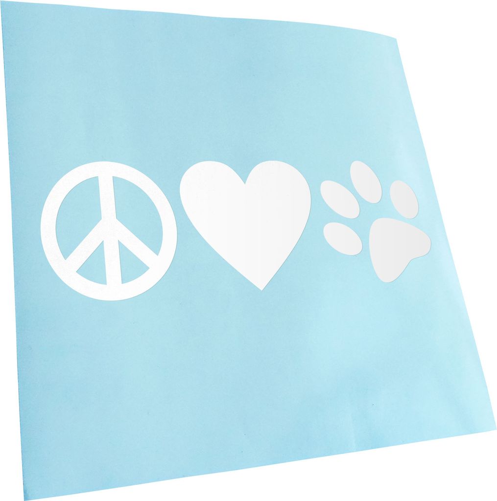 Kiwistar - Autoaufkleber - Peace Love Animals Heckscheibe - Aufkleber für Auto Kfz Fahrrad, LKW, Truck Mofa