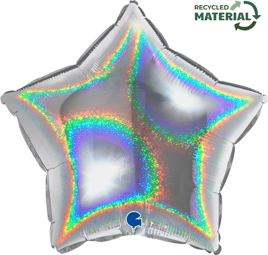 18"/Ø46cm Stern Folienballon Uni | Silber Holo