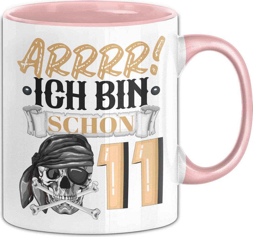 11. Geburtstag Geschenk Tasse Becher Jungs Pirat Arrrr Ich Bin Schon 11 (Rosa)