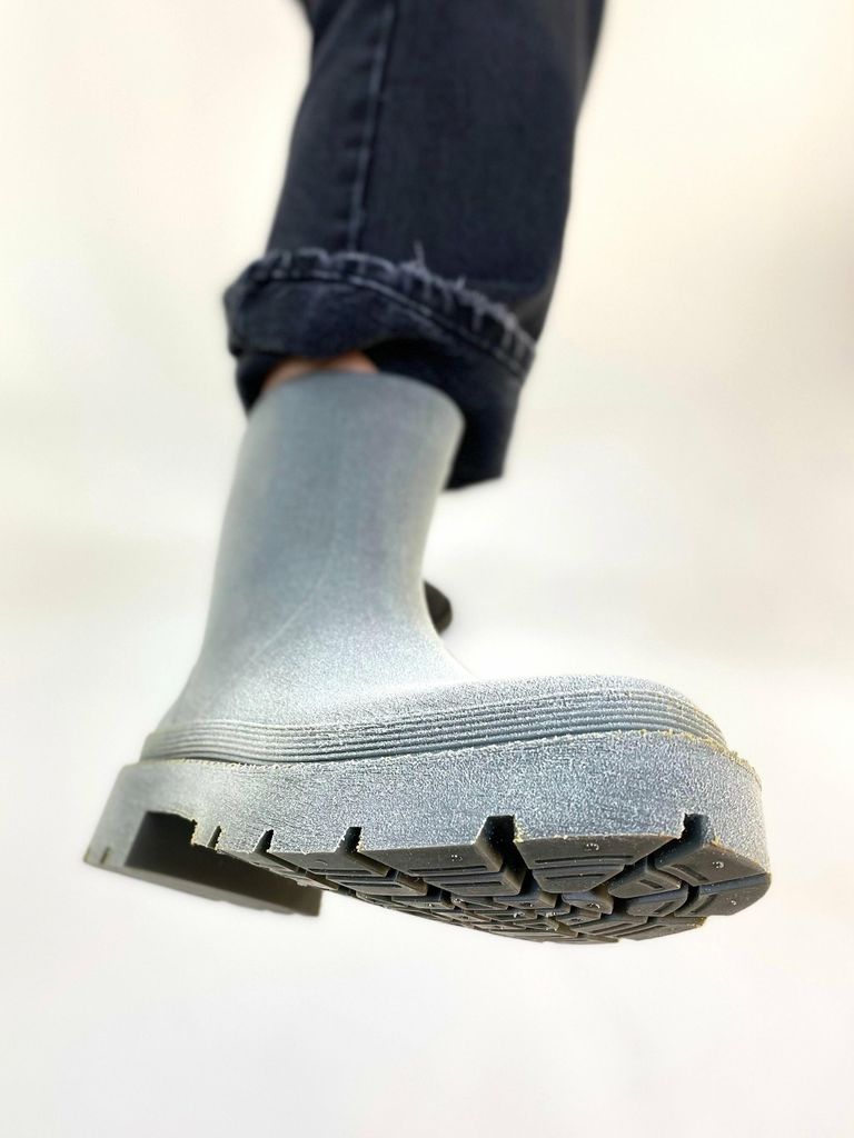 Damen Gummistiefel wasserdicht vegan biologisch abbaubar Grau von Hand gebürstet