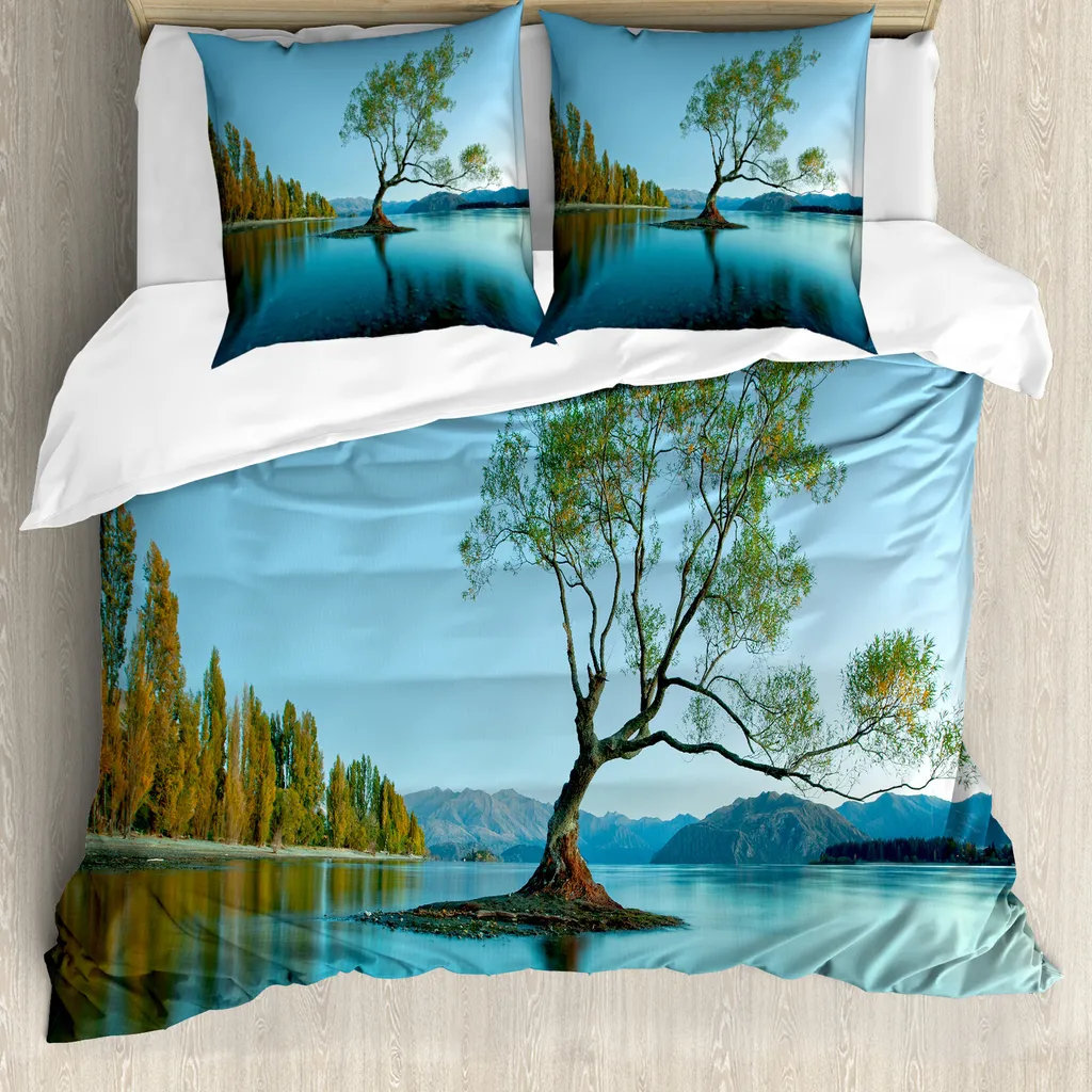 Copripiumino ABAKUHAUS Baum Lake Verde Felce 155x220 - Anti-Acaro