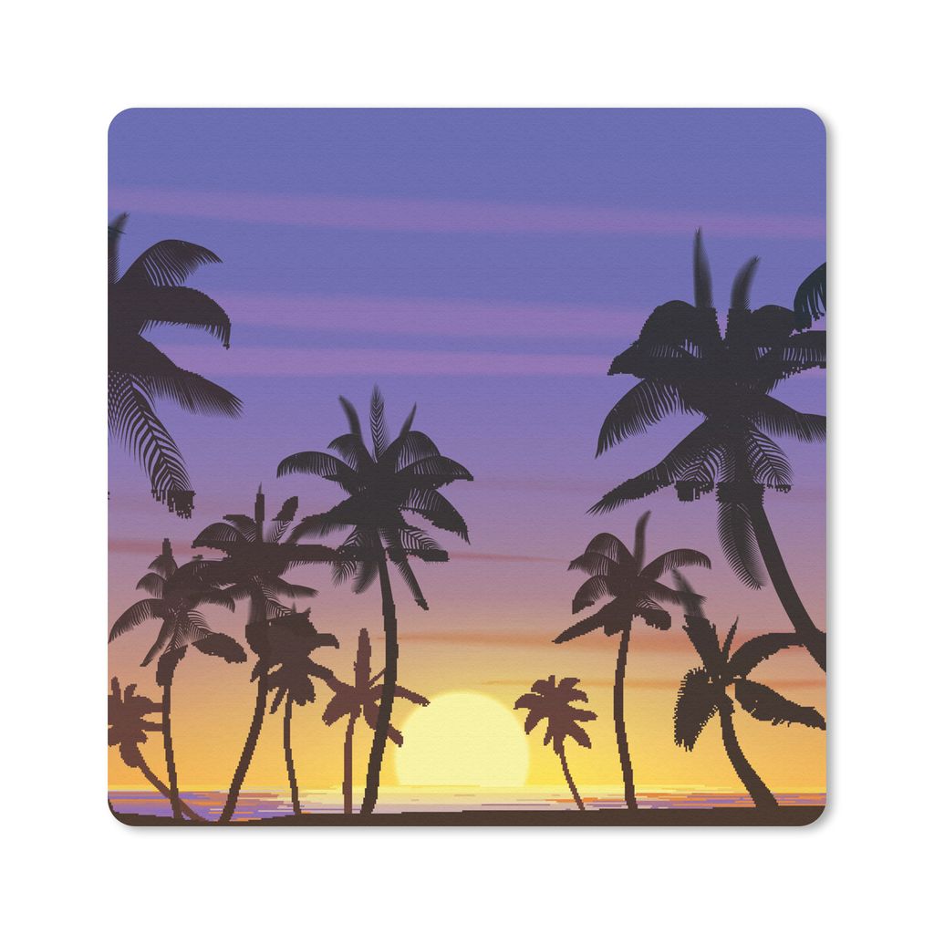 MuchoWow Mauspad Mousepad Sonne - Palme - Meer 20x20 cm - Mousepads - Maus Mat - Pad - Mausunterlage - Desk Mat - Bureauartikeln