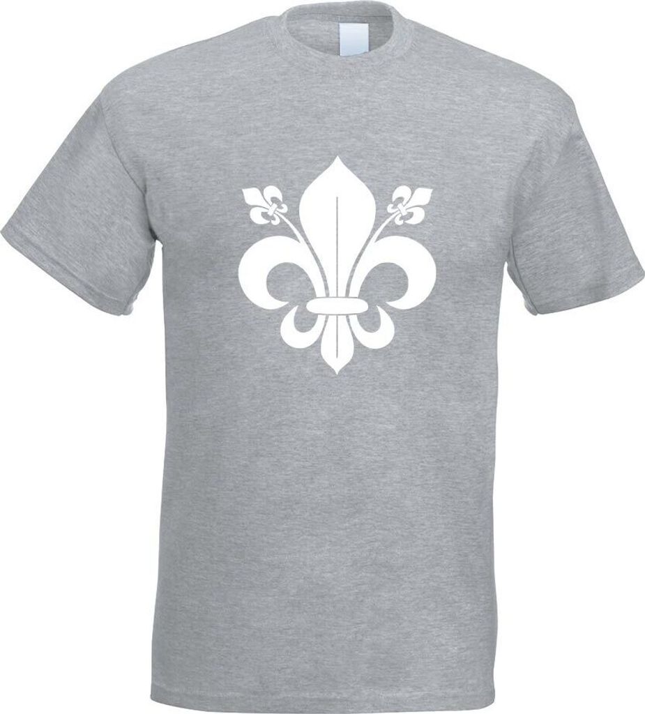 Kiwistar - T-Shirt - Graumeliert - französische Lilie Motiv Bedruckt Funshirt Design Print - mit Motiv Bedruckt - Funshirt Design - Sport - Freize...