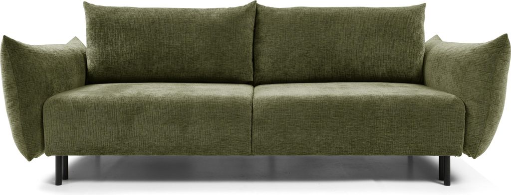 Sofa UNO mit Schlaffunktion, Schlafsofa, Wohnzimmersofa, Couch, Soffa, Bettsofa, Chenille-Stoff – Grün OVER THE HORIZON 38