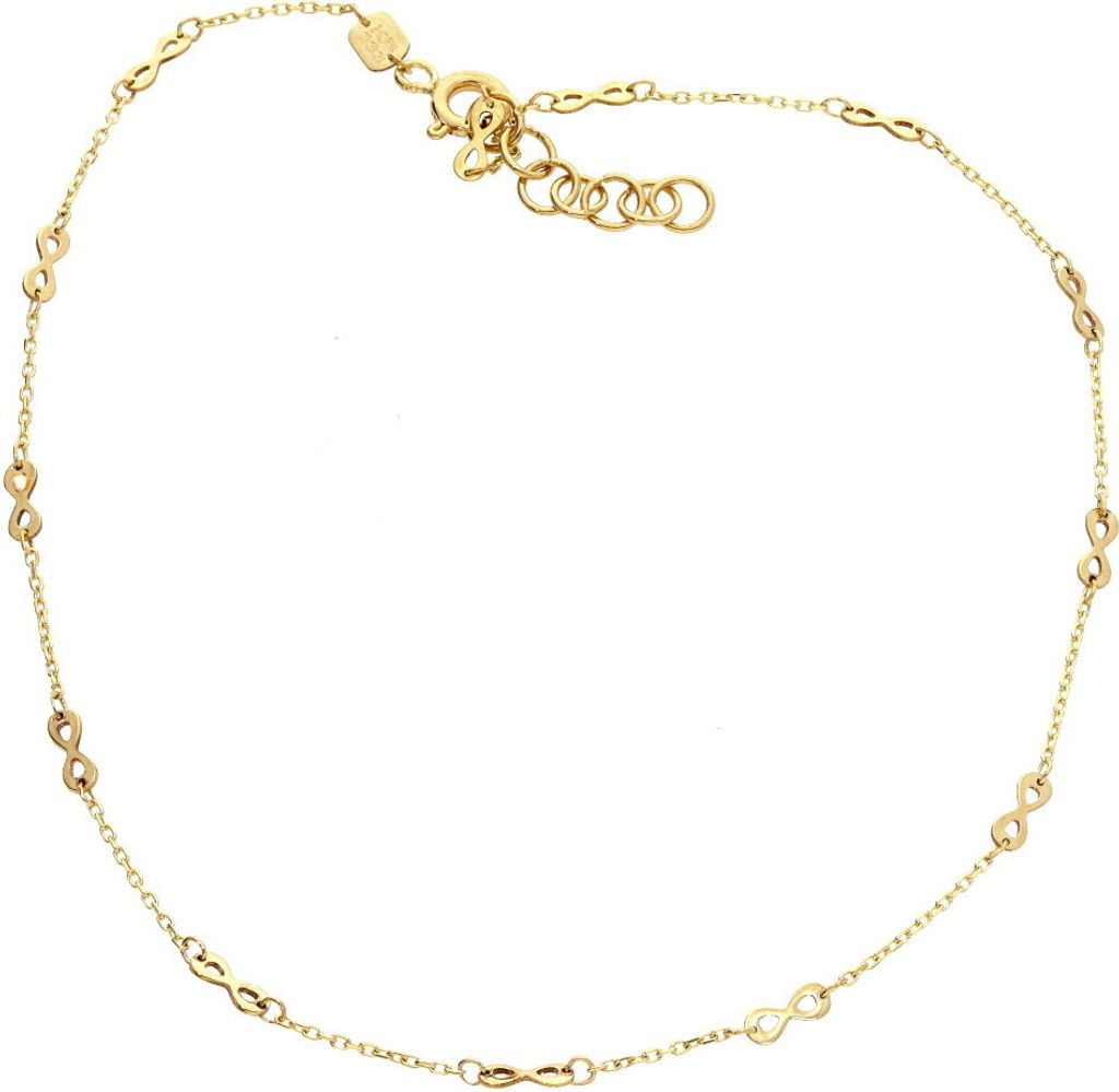Fußkette Infinity echt Gold 333 (8 kt) Rundanker 26 cm verstellbar