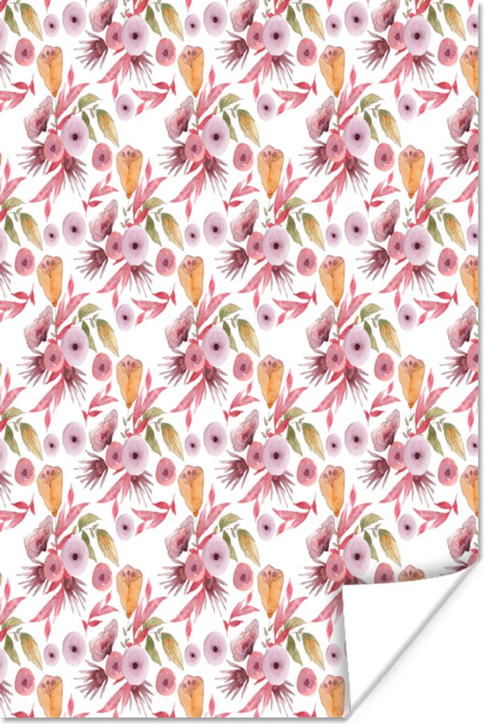 MuchoWow Poster Blumen - Farben - Rosa 120x180 cm - Kunstposter