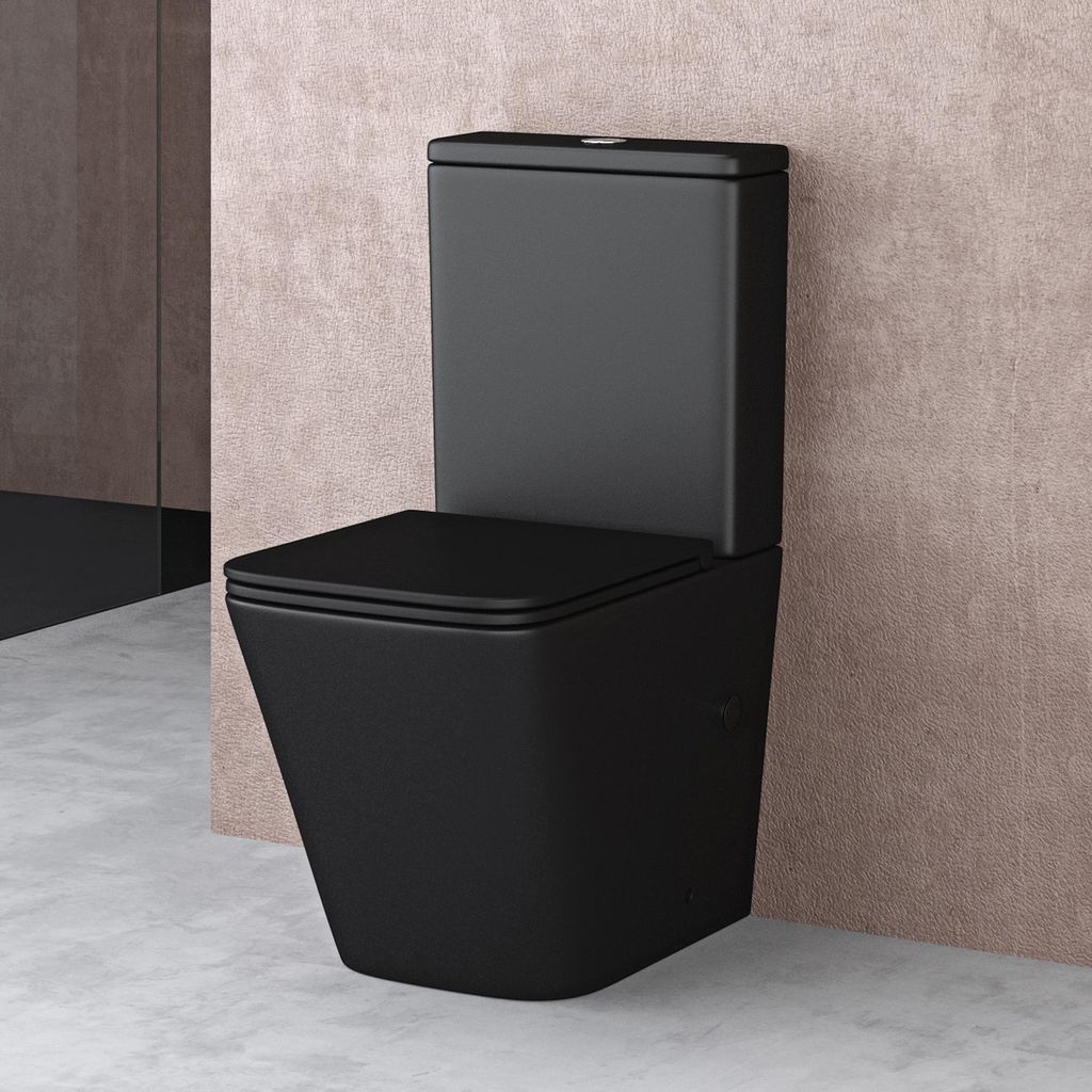doporro WC à Poser Céramique Noir Mat Toilette avec Image du produit 