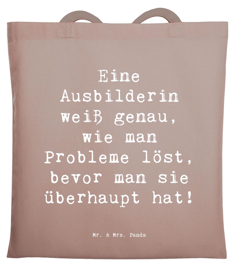 Mr. & Mrs. Panda Shopping Tasche Spruch Ausbilderin Weisheit - Braun Pastell - Geschenk, kreative Geschenke, Lehren, Laptoptasche, canvas, Jutebeut...
