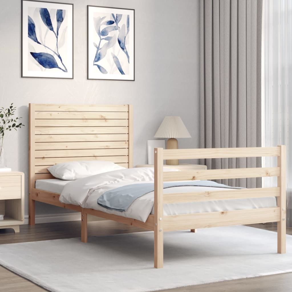 Massivholzbett mit Kopfteil 100x200 cm 3195016