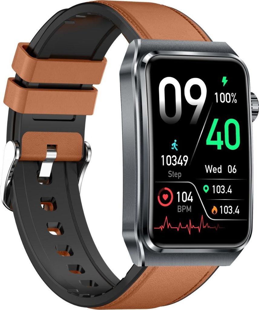 INF Bluetooth Smartwatch, Gesundheitsüberwachung & 100+ Sportmodi Braun