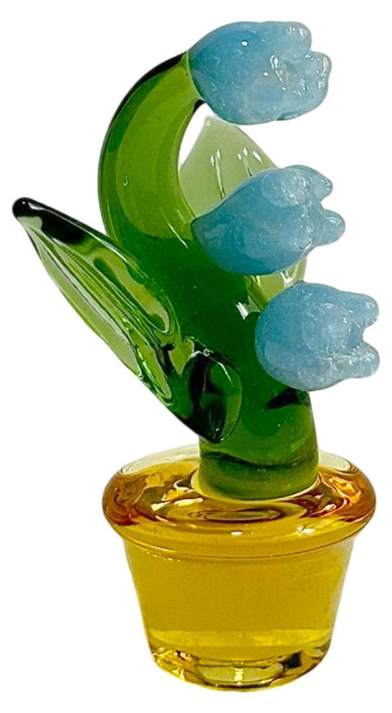 Mini-Maiglöckchen aus Glas mit Topf, mundgeblasene Kristallimitat-Blumenfigur, ideal als Tischdekoration zum Muttertag oder Geburtstag.