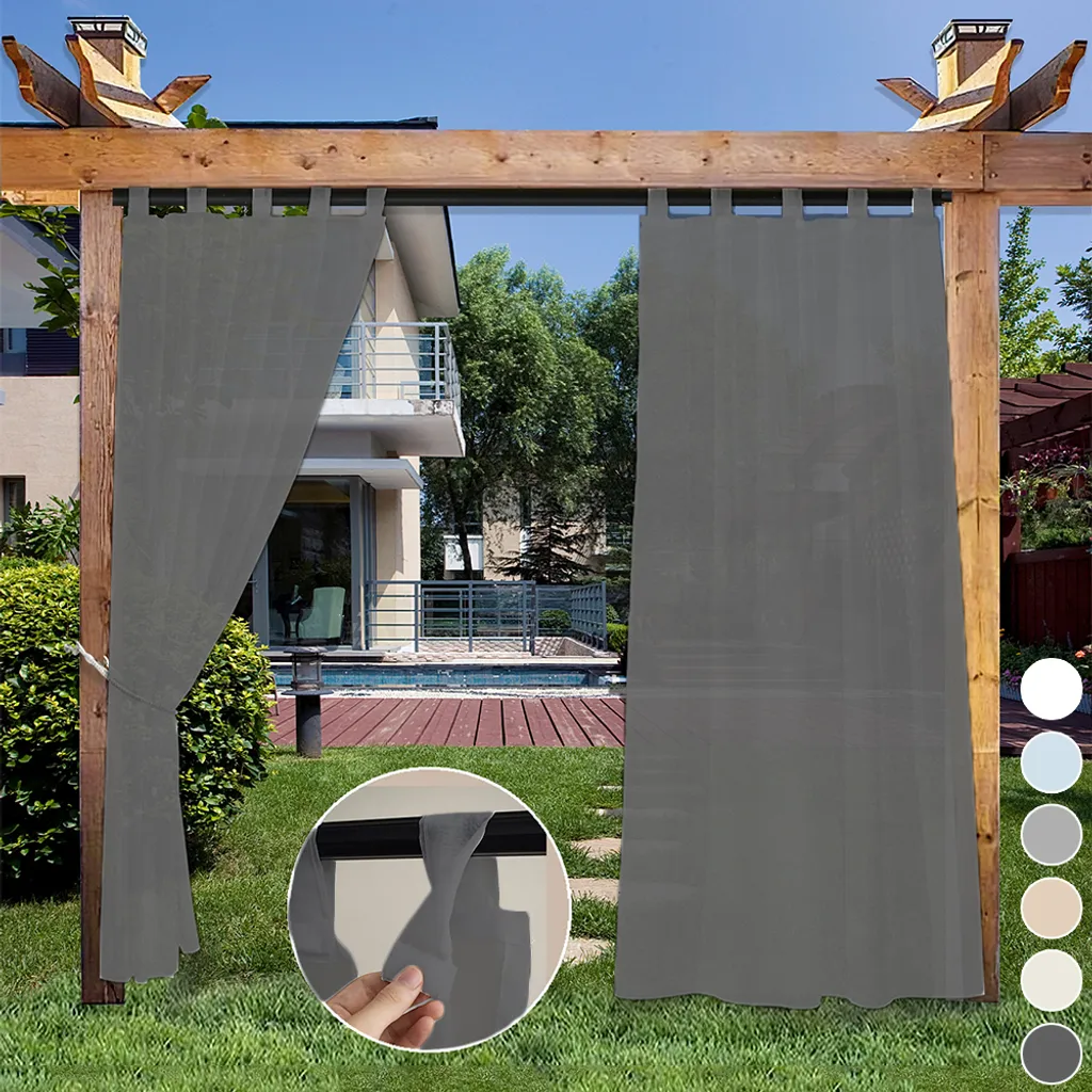 Set 2 Tende Grigio Scuro Trasparenti Outdoor Impermeabili 132x244cm - 9