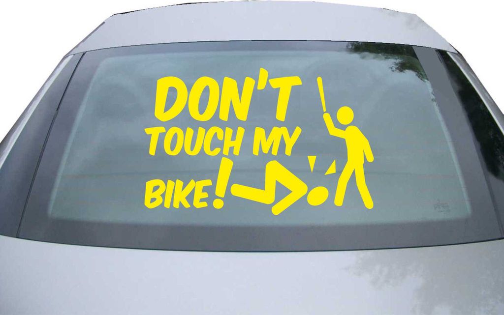 Indigos UG - Aufkleber Heckscheibe & Motorklappe DE7013 - gelb - 600x385 mm - Dont touch my Bike! - Auto Scheiben Fenster Heckklappe Tuning Racing ...