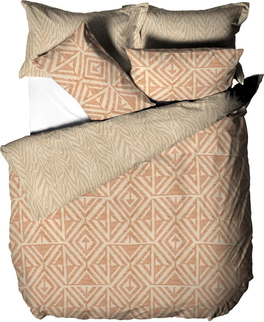 Parure de Lit Double Tanza Global Terracotta - Ensemble avec Taies Furn