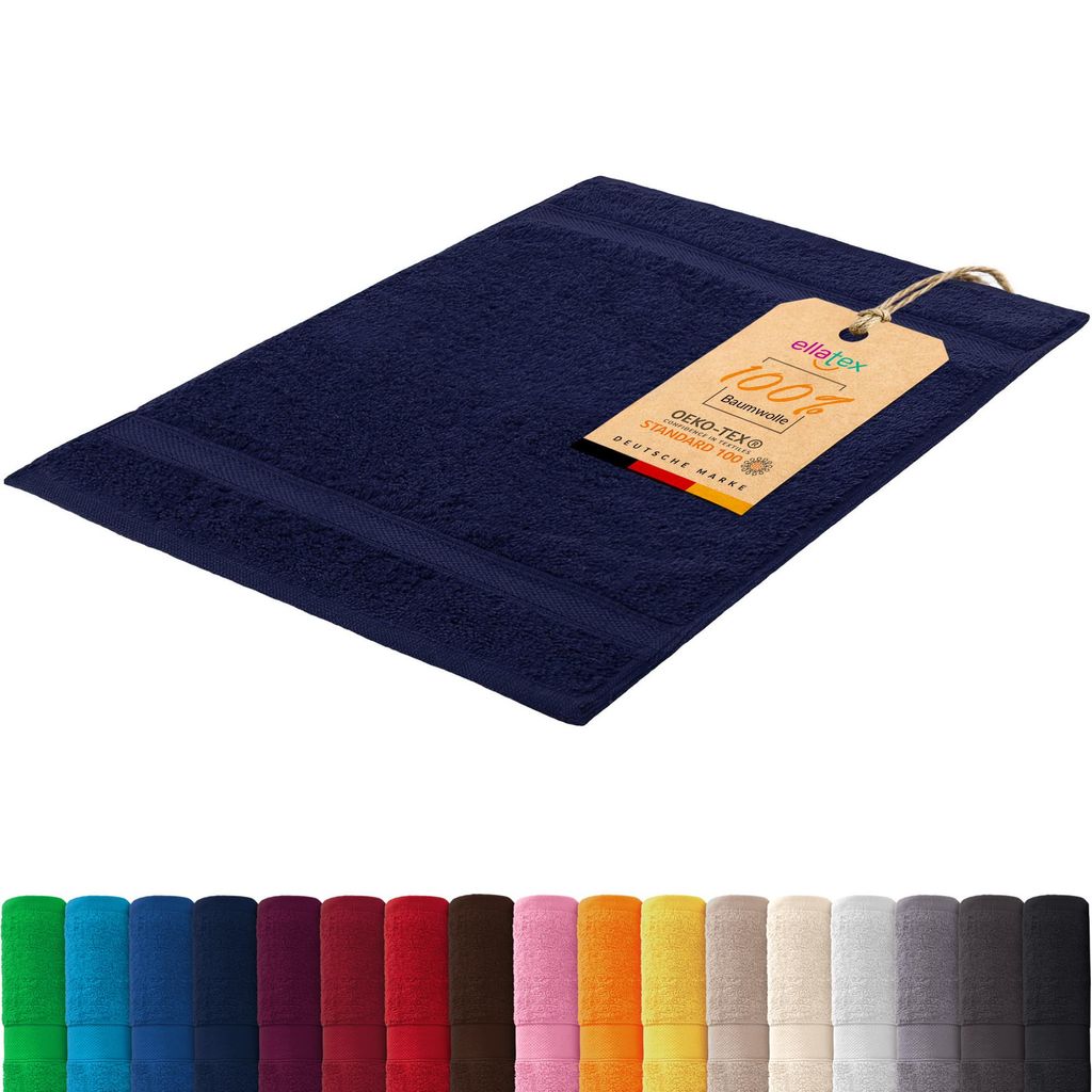 EllaTex PARIS Gästetuch 30x50 cm – 100% Baumwolle, 500 g/m² Frottier, flauschig & saugstark, in Farbe: Navy