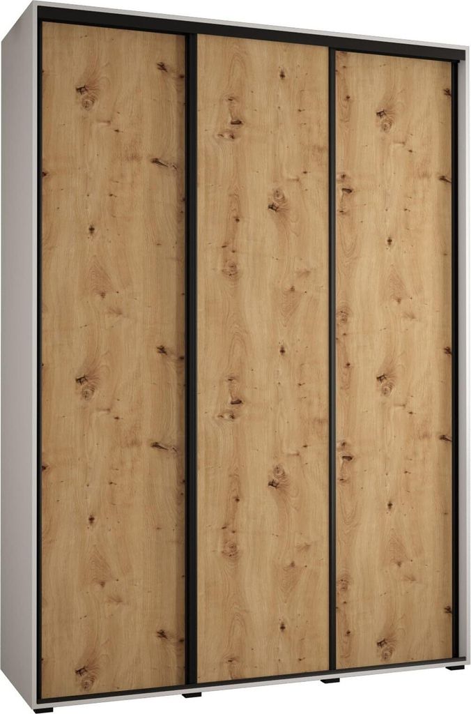 MEBLE KRYSPOL Davos 1 Schrank, drei Türen - 235,2x170x45 cm - Weiß Artisan Schwarz
