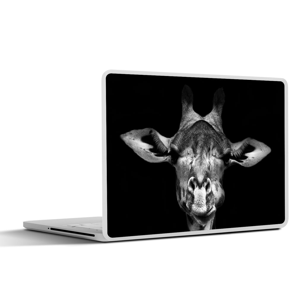 MuchoWow Laptop Aufkleber Sticker Cover Giraffe - Porträt - Tiere - Schwarz - Weiß 36.5x27.5 cm - Laptop-Sticker