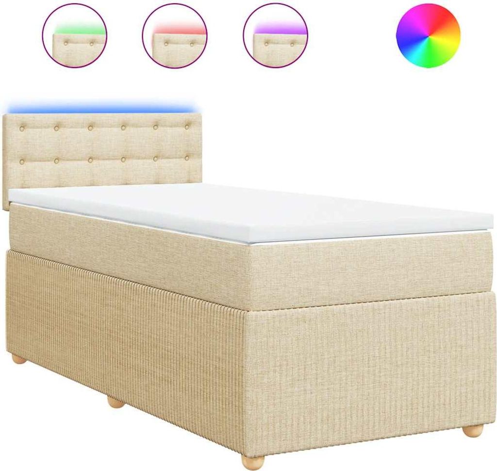 vidaXL Boxspringbett mit Matratze Creme 90x200 cm Stoff