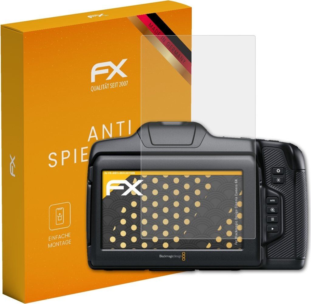 atFoliX FX-Antireflex 3x Schutzfolie kompatibel mit Blackmagic Design Cinema Camera 6K Displayfolie