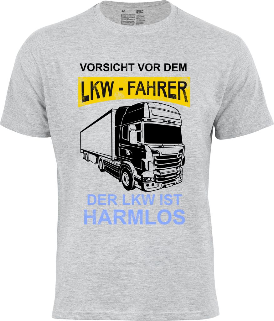 Cotton Prime T-Shirt "Vorsicht vor dem LKW-Fahrer" M Grau