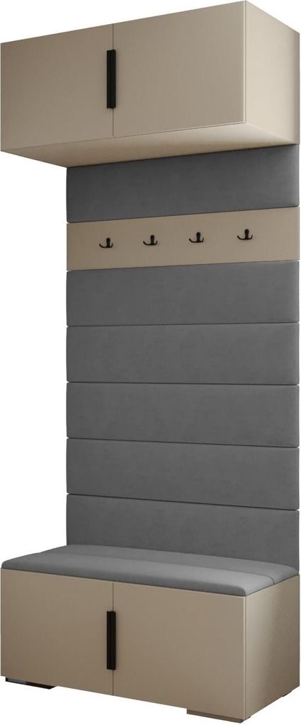 MEBLE KRYSPOL Inova 1 Flurmöbel-Set, 236,7x100x47cm - Kaschmir, Schwarz, Manila 16